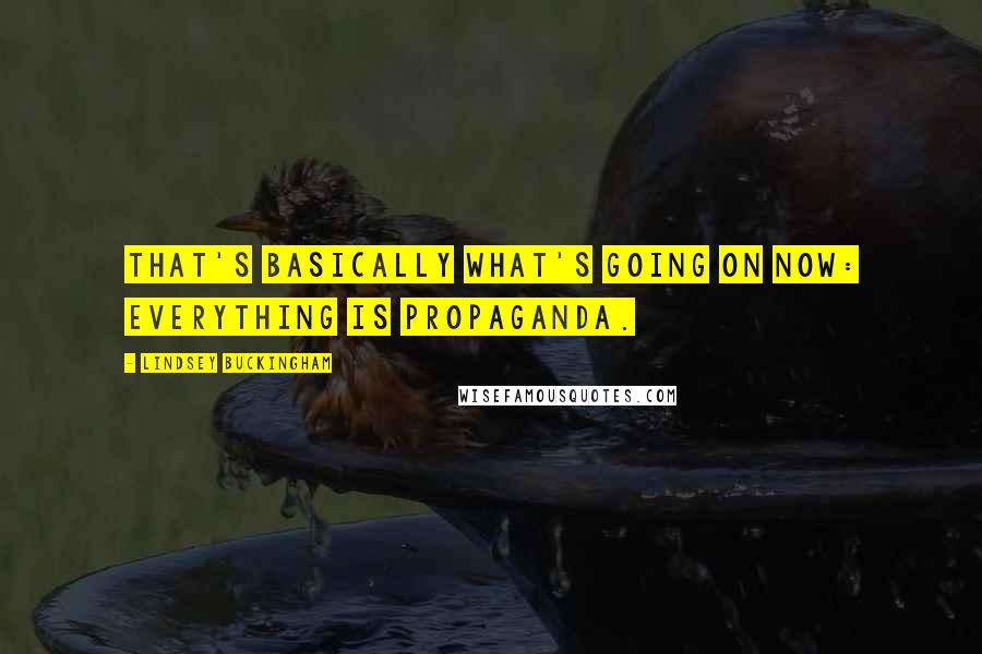 Lindsey Buckingham Quotes: That's basically what's going on now: Everything is propaganda.