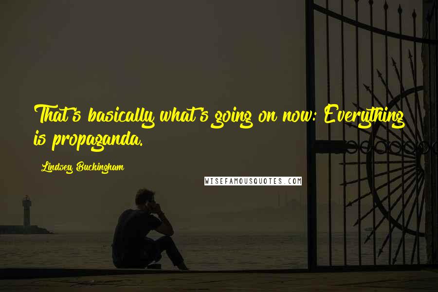 Lindsey Buckingham Quotes: That's basically what's going on now: Everything is propaganda.