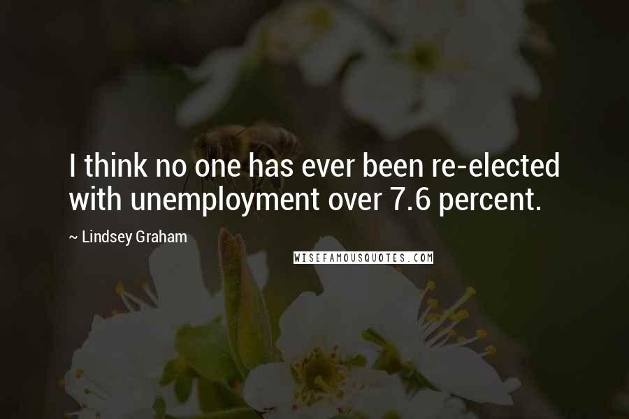 Lindsey Graham Quotes: I think no one has ever been re-elected with unemployment over 7.6 percent.
