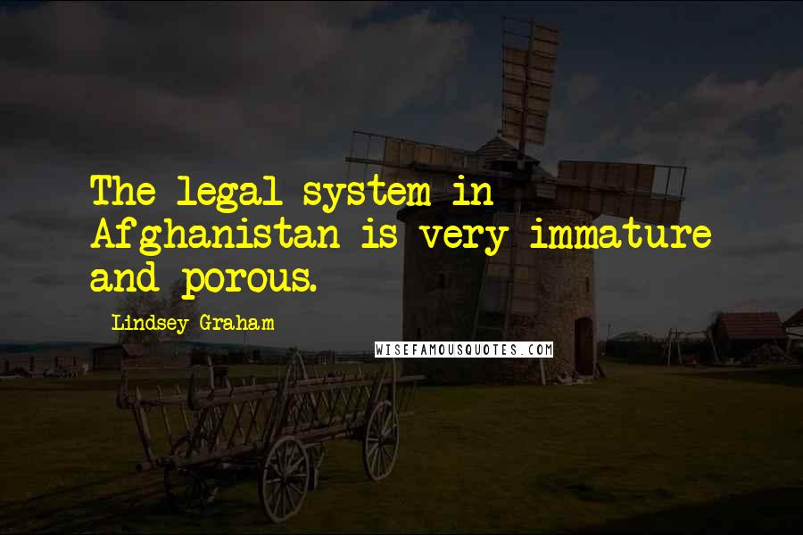 Lindsey Graham Quotes: The legal system in Afghanistan is very immature and porous.