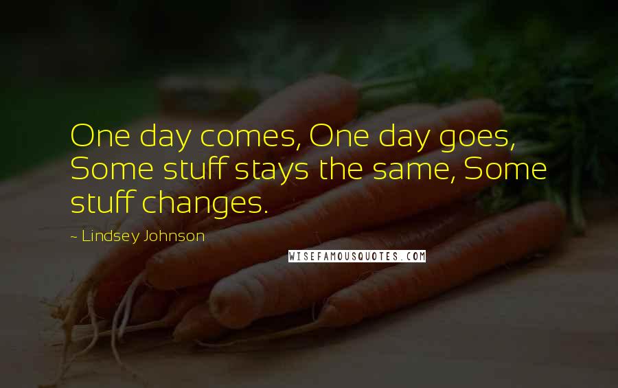 Lindsey Johnson Quotes: One day comes, One day goes, Some stuff stays the same, Some stuff changes.