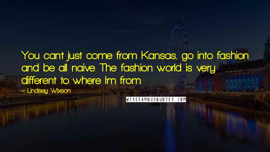 Lindsey Wixson Quotes: You can't just come from Kansas, go into fashion and be all naive. The fashion world is very different to where I'm from.