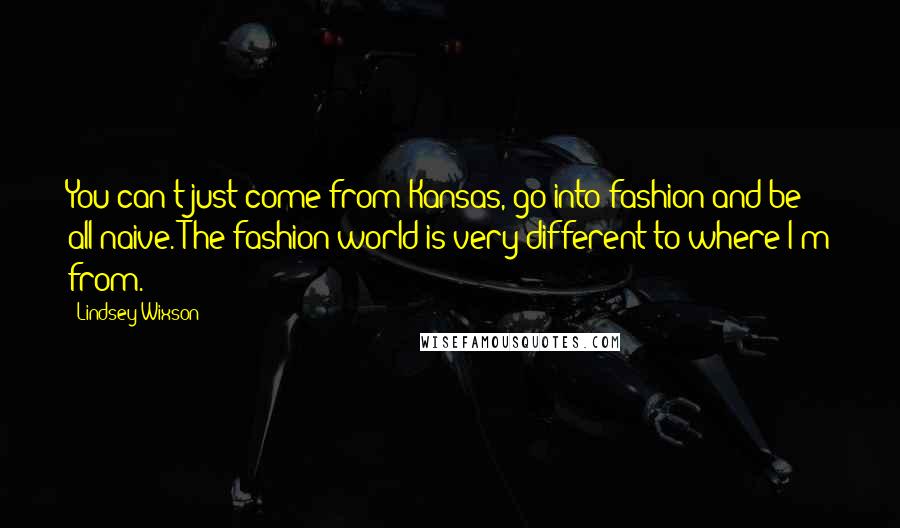 Lindsey Wixson Quotes: You can't just come from Kansas, go into fashion and be all naive. The fashion world is very different to where I'm from.