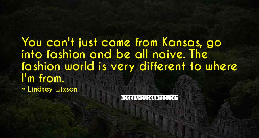 Lindsey Wixson Quotes: You can't just come from Kansas, go into fashion and be all naive. The fashion world is very different to where I'm from.