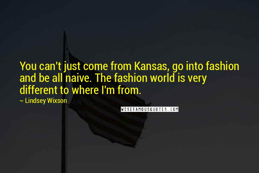 Lindsey Wixson Quotes: You can't just come from Kansas, go into fashion and be all naive. The fashion world is very different to where I'm from.