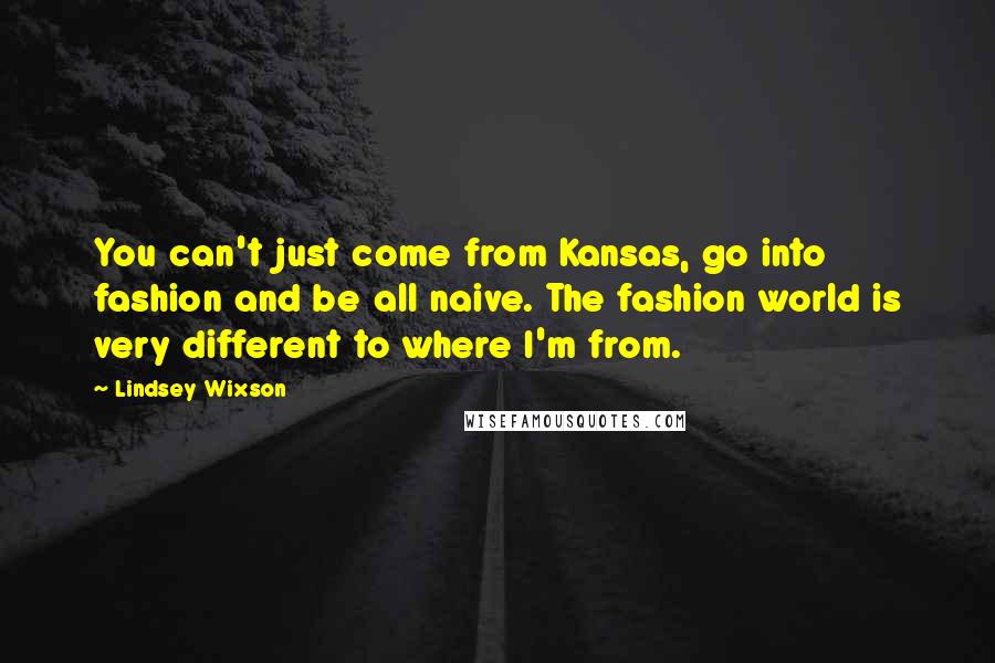 Lindsey Wixson Quotes: You can't just come from Kansas, go into fashion and be all naive. The fashion world is very different to where I'm from.