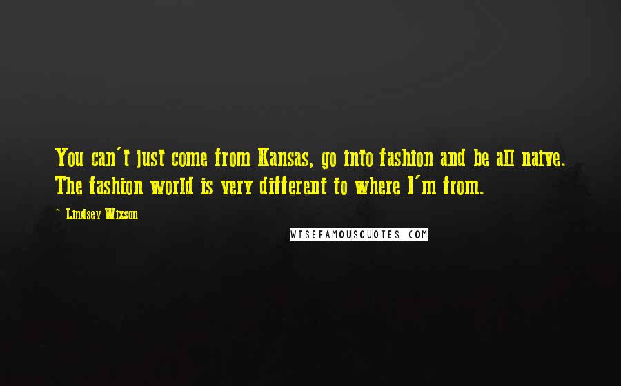 Lindsey Wixson Quotes: You can't just come from Kansas, go into fashion and be all naive. The fashion world is very different to where I'm from.