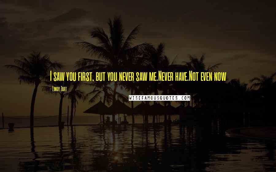 Lindy Zart Quotes: I saw you first, but you never saw me.Never have.Not even now