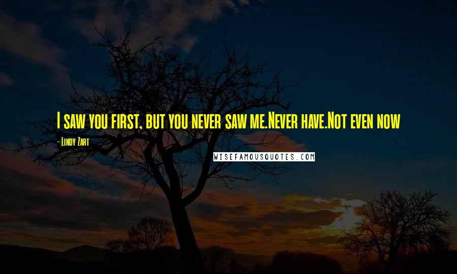 Lindy Zart Quotes: I saw you first, but you never saw me.Never have.Not even now