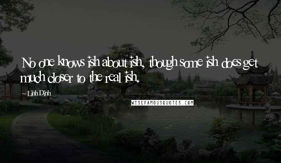 Linh Dinh Quotes: No one knows ish about ish, though some ish does get much closer to the real ish.