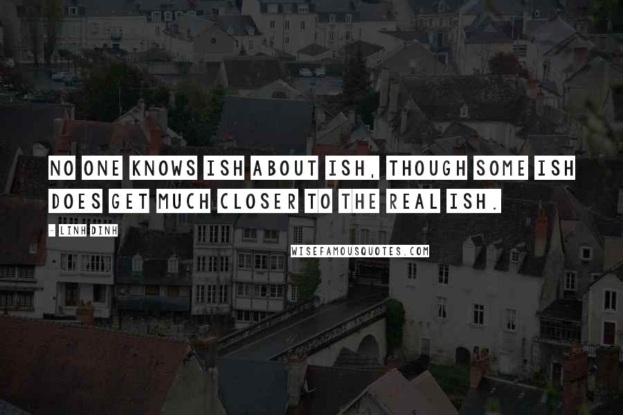 Linh Dinh Quotes: No one knows ish about ish, though some ish does get much closer to the real ish.