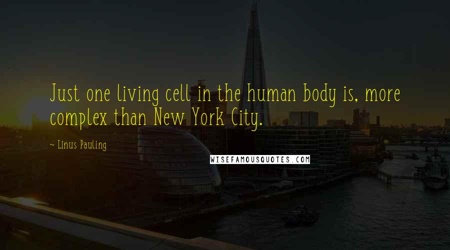 Linus Pauling Quotes: Just one living cell in the human body is, more complex than New York City.