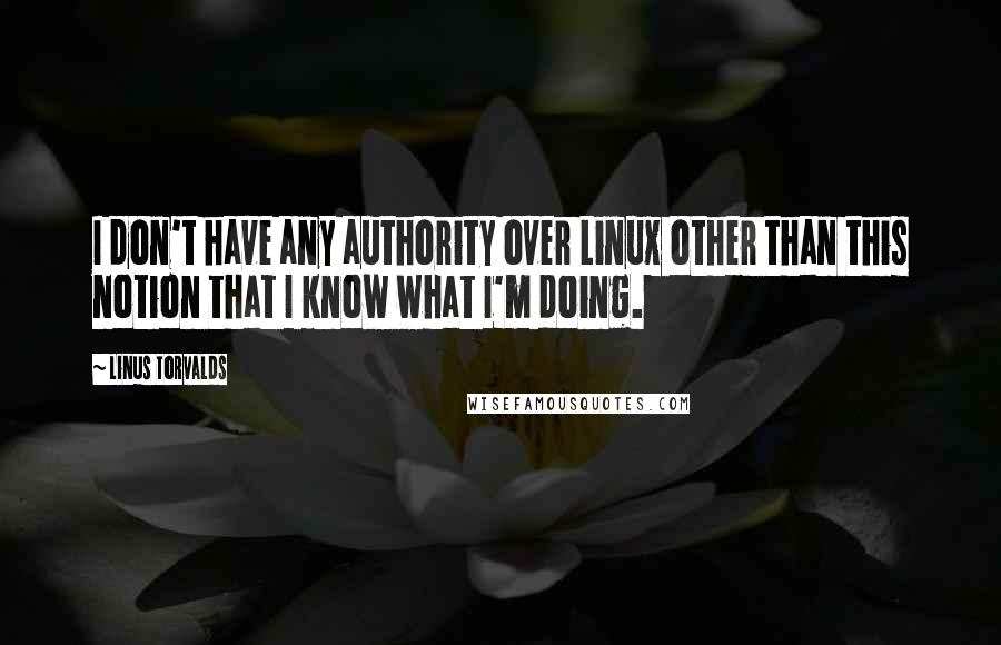 Linus Torvalds Quotes: I don't have any authority over Linux other than this notion that I know what I'm doing.