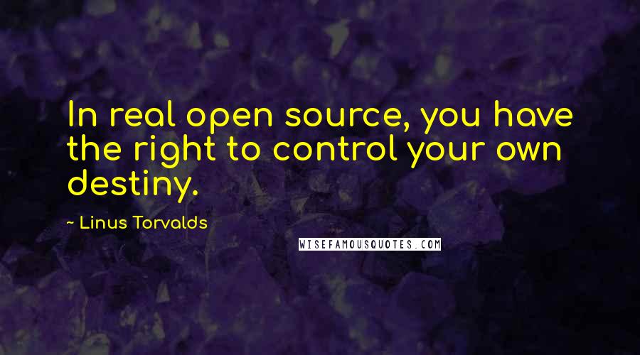 Linus Torvalds Quotes: In real open source, you have the right to control your own destiny.