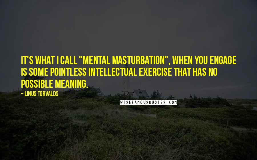 Linus Torvalds Quotes: It's what I call "mental masturbation", when you engage is some pointless intellectual exercise that has no possible meaning.