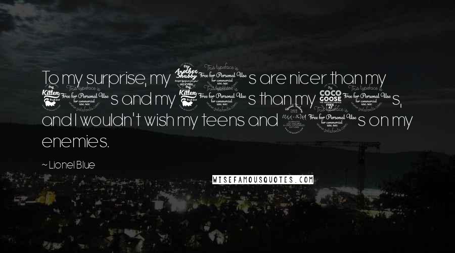 Lionel Blue Quotes: To my surprise, my 70s are nicer than my 60s and my 60s than my 50s, and I wouldn't wish my teens and 20s on my enemies.