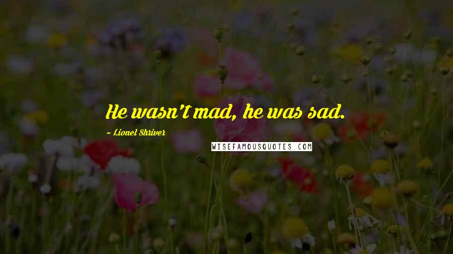 Lionel Shriver Quotes: He wasn't mad, he was sad.