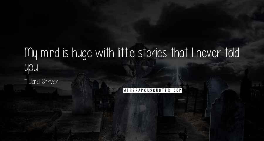 Lionel Shriver Quotes: My mind is huge with little stories that I never told you.