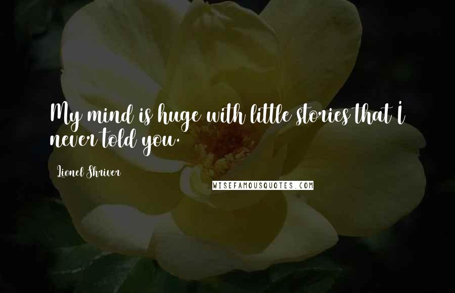 Lionel Shriver Quotes: My mind is huge with little stories that I never told you.