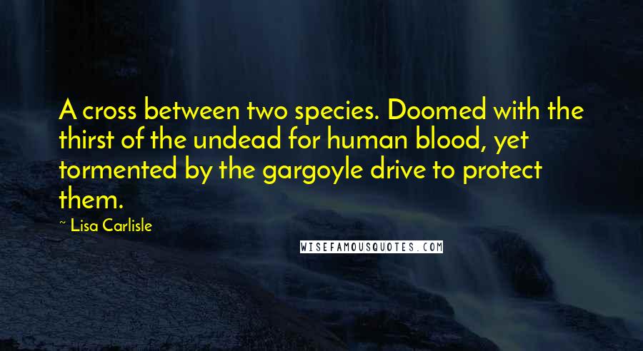 Lisa Carlisle Quotes: A cross between two species. Doomed with the thirst of the undead for human blood, yet tormented by the gargoyle drive to protect them.