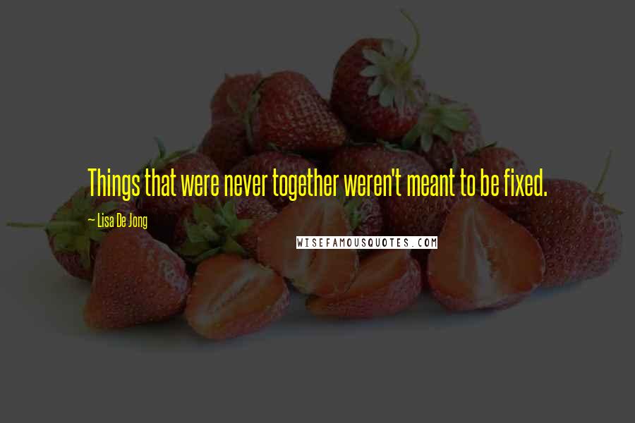 Lisa De Jong Quotes: Things that were never together weren't meant to be fixed.