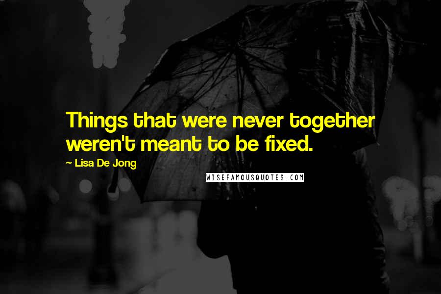 Lisa De Jong Quotes: Things that were never together weren't meant to be fixed.