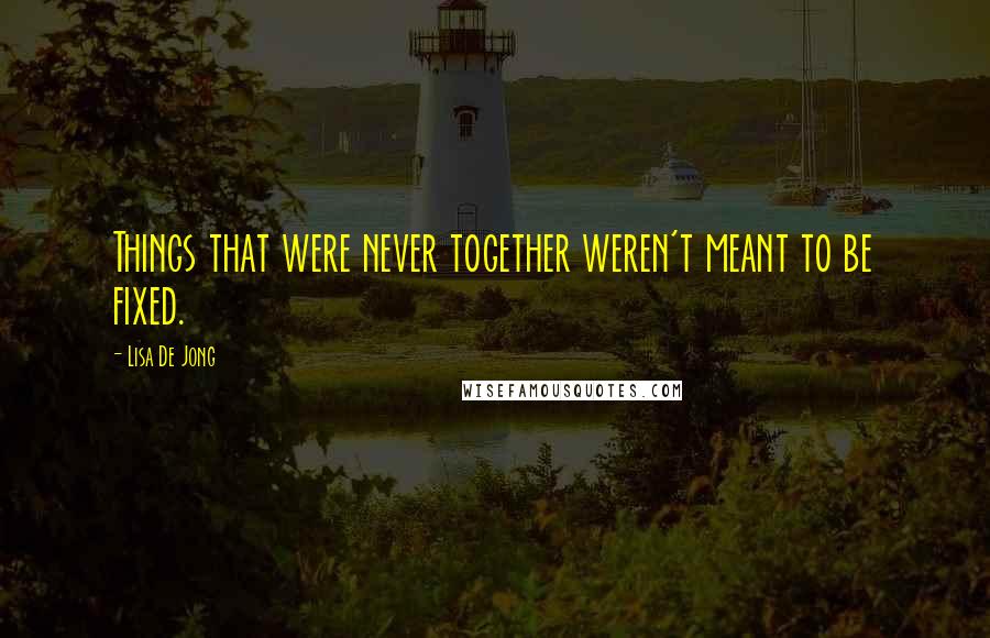 Lisa De Jong Quotes: Things that were never together weren't meant to be fixed.
