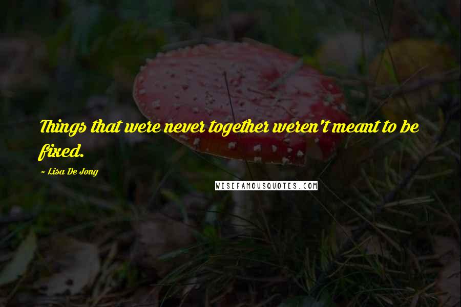 Lisa De Jong Quotes: Things that were never together weren't meant to be fixed.