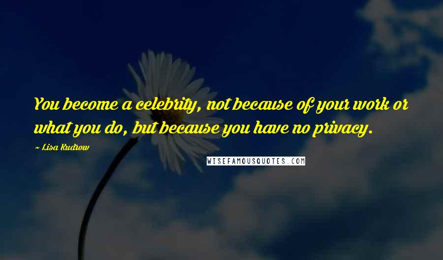 Lisa Kudrow Quotes: You become a celebrity, not because of your work or what you do, but because you have no privacy.