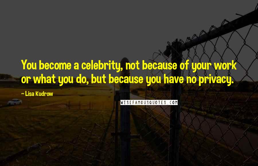 Lisa Kudrow Quotes: You become a celebrity, not because of your work or what you do, but because you have no privacy.