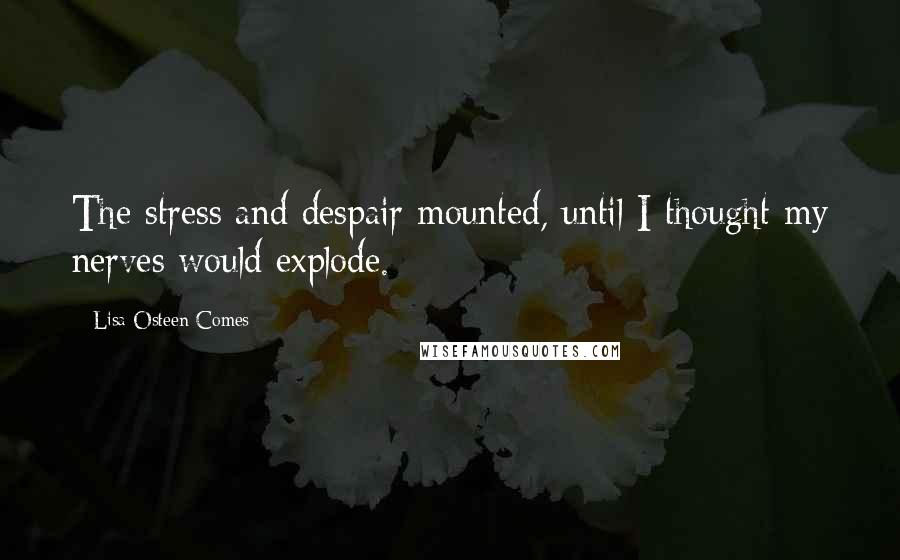 Lisa Osteen Comes Quotes: The stress and despair mounted, until I thought my nerves would explode.