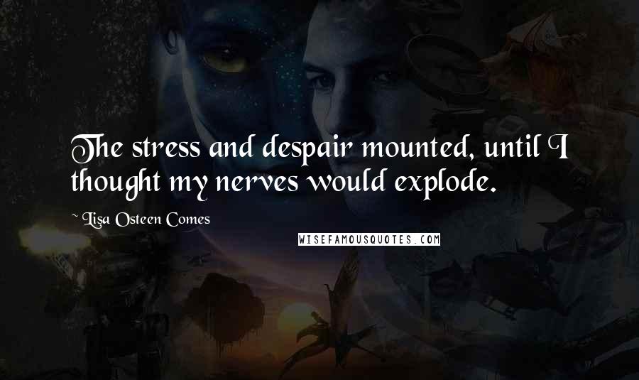 Lisa Osteen Comes Quotes: The stress and despair mounted, until I thought my nerves would explode.