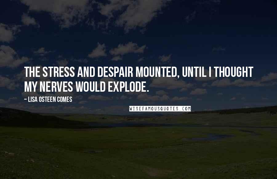 Lisa Osteen Comes Quotes: The stress and despair mounted, until I thought my nerves would explode.