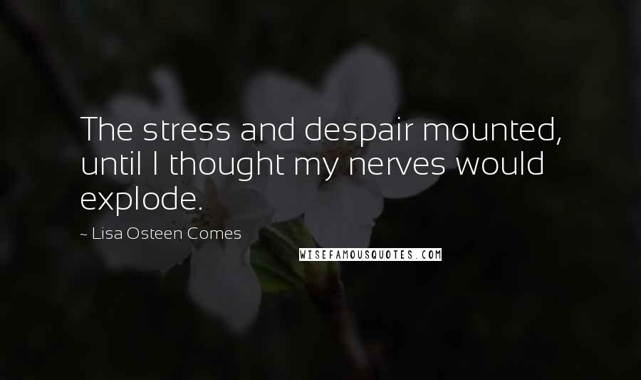 Lisa Osteen Comes Quotes: The stress and despair mounted, until I thought my nerves would explode.
