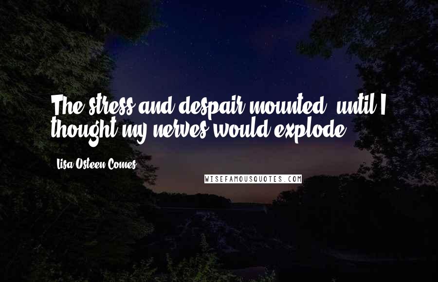 Lisa Osteen Comes Quotes: The stress and despair mounted, until I thought my nerves would explode.