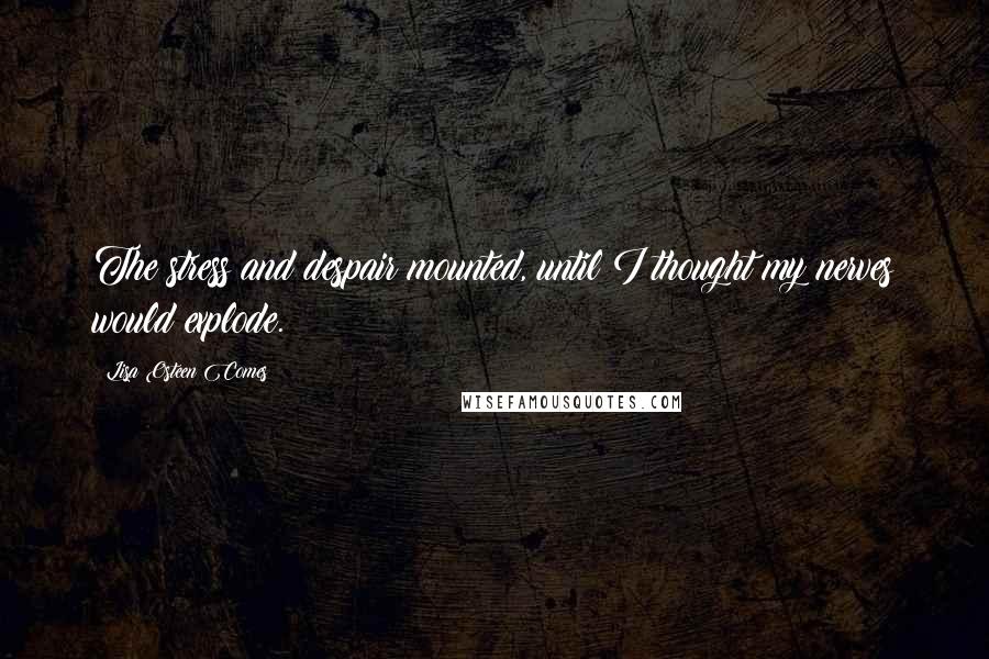 Lisa Osteen Comes Quotes: The stress and despair mounted, until I thought my nerves would explode.