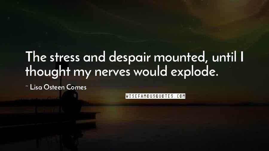 Lisa Osteen Comes Quotes: The stress and despair mounted, until I thought my nerves would explode.
