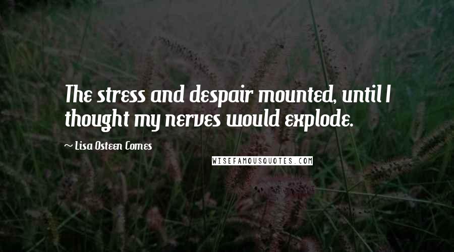 Lisa Osteen Comes Quotes: The stress and despair mounted, until I thought my nerves would explode.