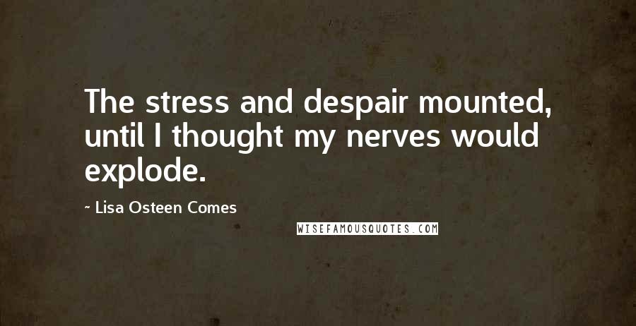 Lisa Osteen Comes Quotes: The stress and despair mounted, until I thought my nerves would explode.