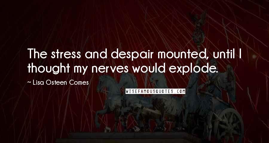 Lisa Osteen Comes Quotes: The stress and despair mounted, until I thought my nerves would explode.