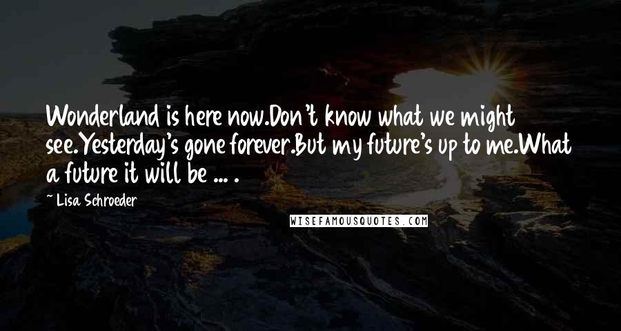 Lisa Schroeder Quotes: Wonderland is here now.Don't know what we might see.Yesterday's gone forever.But my future's up to me.What a future it will be ... .