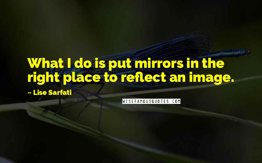 Lise Sarfati Quotes: What I do is put mirrors in the right place to reflect an image.