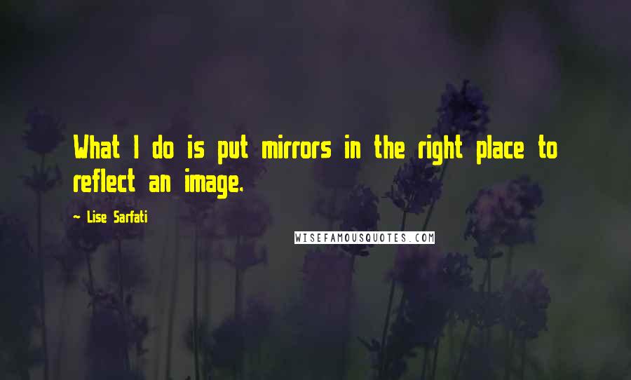 Lise Sarfati Quotes: What I do is put mirrors in the right place to reflect an image.