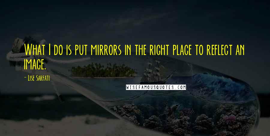 Lise Sarfati Quotes: What I do is put mirrors in the right place to reflect an image.