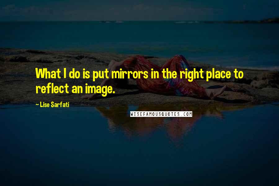 Lise Sarfati Quotes: What I do is put mirrors in the right place to reflect an image.