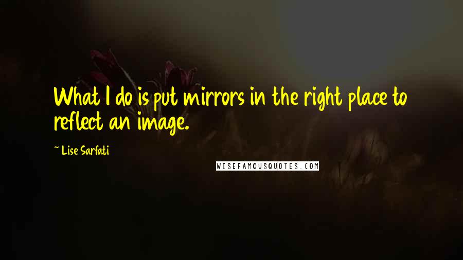 Lise Sarfati Quotes: What I do is put mirrors in the right place to reflect an image.
