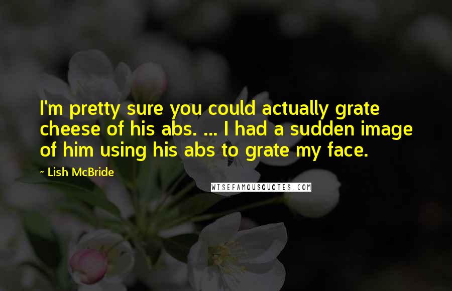 Lish McBride Quotes: I'm pretty sure you could actually grate cheese of his abs. ... I had a sudden image of him using his abs to grate my face.