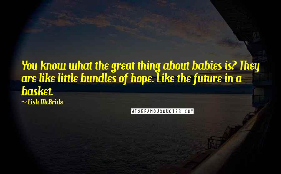 Lish McBride Quotes: You know what the great thing about babies is? They are like little bundles of hope. Like the future in a basket.