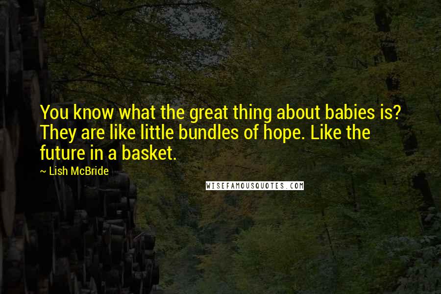 Lish McBride Quotes: You know what the great thing about babies is? They are like little bundles of hope. Like the future in a basket.