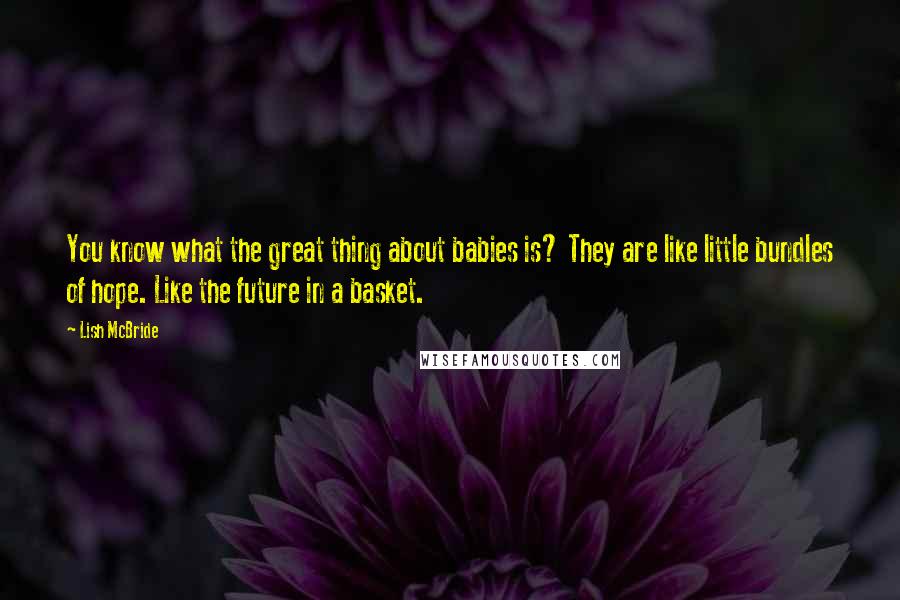 Lish McBride Quotes: You know what the great thing about babies is? They are like little bundles of hope. Like the future in a basket.